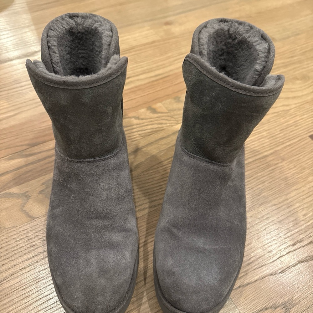 UGG Gray Suede Shearling Lined Ankle Boots